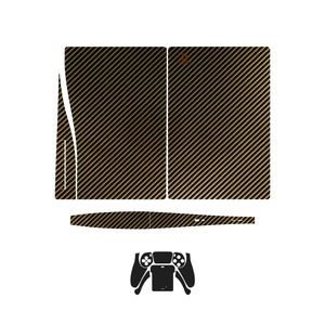 برچسب کنسول و دسته بازی ps5 ماهوت مدل glossy_brown_carbon _matte_black